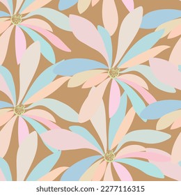 Natural tropical flowers as seamless fashion print. Suit for illustration, wallpaper, fabric print.