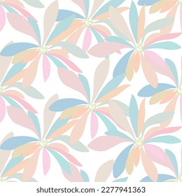 Natural tropical flowers as seamless fashion print. Suit for illustration, wallpaper, fabric print.