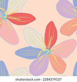 Natural tropical flowers as seamless fashion print. Suit for illustration, wallpaper, fabric print.