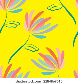 Natural tropical flowers as seamless fashion print. Suit for illustration, wallpaper, fabric print.