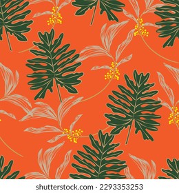 Natural tropical flowers as seamless fashion print. Suit for illustration, wallpaper, fabric print.