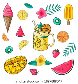 Natural Tropical Fruit Doodles Citrus Orange Stock Vector (Royalty Free ...