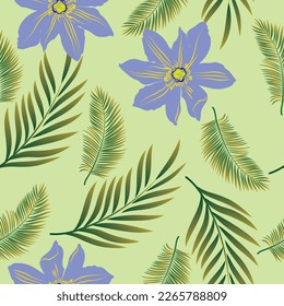 Natural tropical jungle as fashion print. Suit for illustration, wallpaper, fabric print.