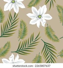 Natural tropical jungle as fashion print. Suit for illustration, wallpaper, fabric print.