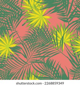 Natural tropical leaf as seamless fashion print. Suit for illustration, wallpaper, fabric print.