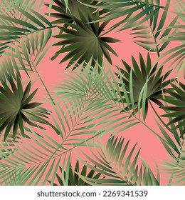Natural tropical leaf as seamless fashion print. Suit for illustration, wallpaper, fabric print.