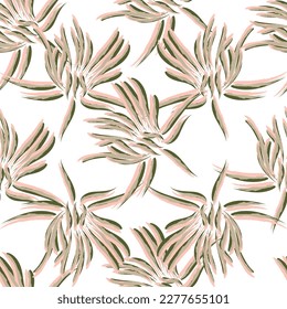 Natural tropical leaf as seamless fashion print. Suit for illustration, wallpaper, fabric print.