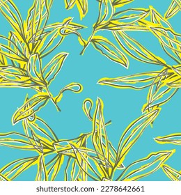 Natural tropical leaf as seamless fashion print. Suit for illustration, wallpaper, fabric print.