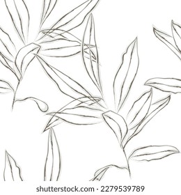 Natural tropical leaf as seamless fashion print. Suit for illustration, wallpaper, fabric print.