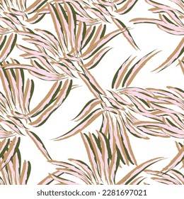 Natural tropical leaf as seamless fashion print. Suit for illustration, wallpaper, fabric print.