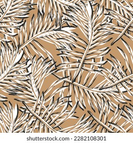 Natural tropical leaf as seamless fashion print. Suit for illustration, wallpaper, fabric print.