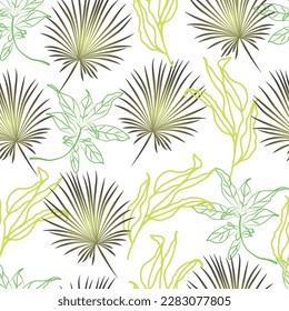 Natural tropical leaf as seamless fashion print. Suit for illustration, wallpaper, fabric print.
