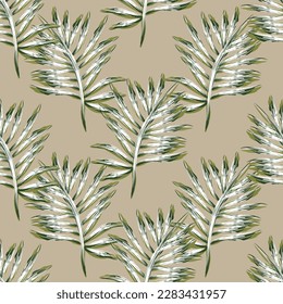 Natural tropical leaf as seamless fashion print. Suit for illustration, wallpaper, fabric print.
