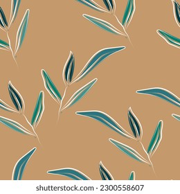 Natural tropical leaf as seamless fashion print. Suit for illustration, wallpaper, fabric print.