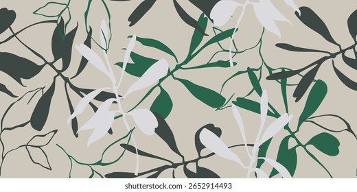 Folha tropical natural como impressão de moda sem costura. Terno para ilustração, papel de parede, impressão de tecido.