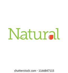 NATURAL typeface logo.leaf and drop CBD oil 