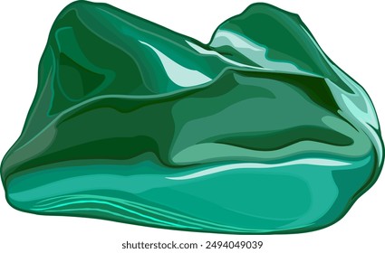 Natural untreated malachite gem. 
Vector illustration of green malachite ornamental stone with rich color and shine. Malachite, with its exquisite green hues and mesmerizing patterns, is coveted piece