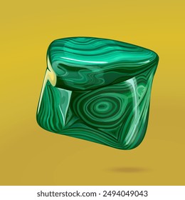 Natural untreated malachite gem. 
Vector illustration of green malachite ornamental stone with rich color and shine. Malachite, with its exquisite green hues and mesmerizing patterns, is coveted piece