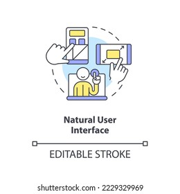 Natural user interface concept icon. Customer engagement. Mental model in UX design abstract idea thin line illustration. Isolated outline drawing. Editable stroke. Arial, Myriad Pro-Bold fonts used