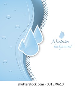 Natural vector background with water drops, halftone effect and place for your content.