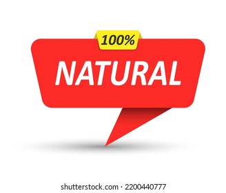 NATURAL. Banner vectorial, puntero, pegatina, etiqueta o burbuja de voz. Plantilla para sitios web, aplicaciones e ideas creativas. Diseño de vectores