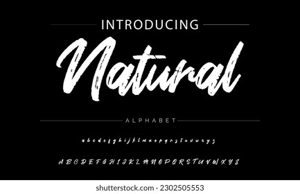 Natural vector brush style font, alphabet, typeface