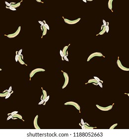 Natural vector coloured bananas black pattern for wrapping, craft, textile
