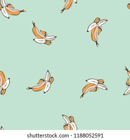 Natural vector coloured bananas turquoise pattern for wrapping, craft, textile