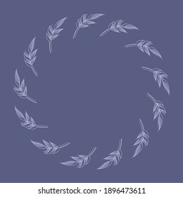 Natural vector frame. Contour linear branch. Template for greeting card, invitation, poster