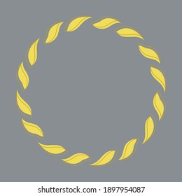Natural vector frame. Yellow branch on grey background. Template for greeting card, invitation, poster