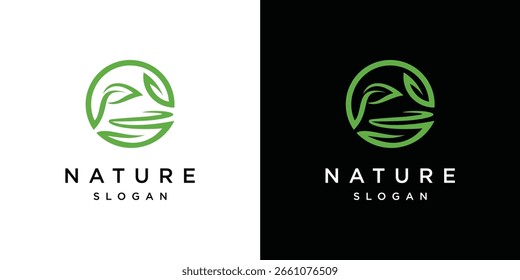 Logotipo de grama Natural Vetor. Modelos de design para grama selvagem,
