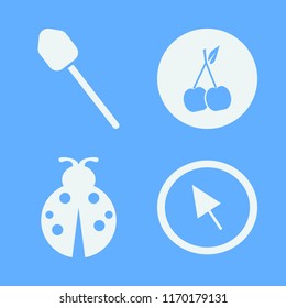 natural vector icons set. with ladybug, cherry, shovel and cursor in set