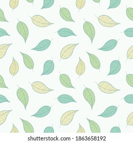 Natural vector seamless pattern. Cute green leaves. Design for packaging, covers, boxes, postcards.