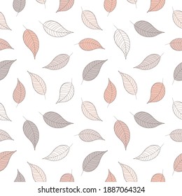 Natural vector seamless pattern. Cute leaves. Design for packaging, covers, boxes or postcards