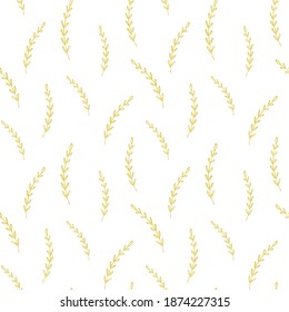 Natural vector seamless pattern leaves on white background. Template for the design of wallpaper, tiles, fabrics and dishes