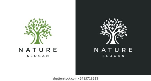 Natural Vector Tree Logo Green tree, Nature and Growth Design Template