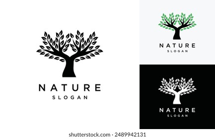 Natural Vector Tree Logo. Growth Design Template
