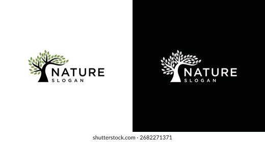 Logotipo del árbol del Vector natural. Plantilla de diseño de crecimiento