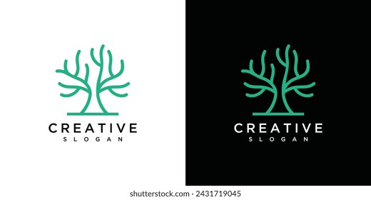 Natural Vector Tree Logo ,made with lines. Growth Design Template