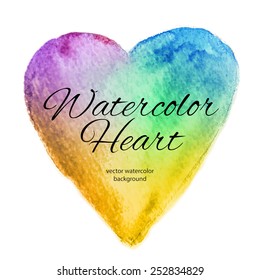 Natural vector watercolor heart. Valentine's Day Card