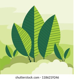 natural vectors, leaves, clouds and sky