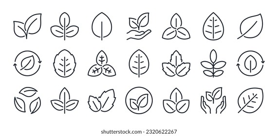 Natural, vegan, organic and healthy related editable stroke outline icons set isolated on white background flat vector illustration. Pixel perfect. 64 x 64.