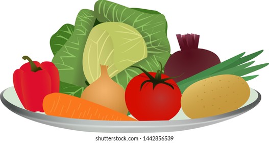 natural vegetables for cooking soup, vector illustration