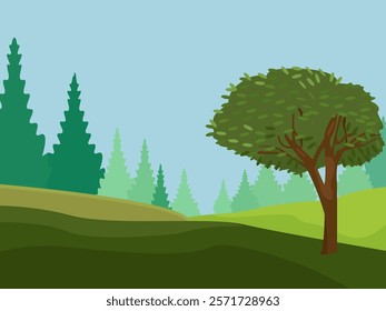 natural view hills trees background