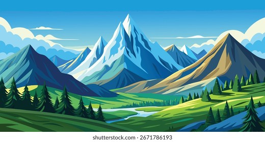 Natural view landscape scene vector 