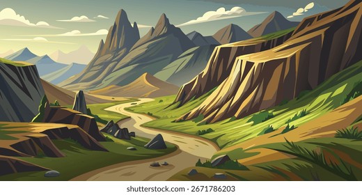 Vetor da cena da paisagem da vista natural 