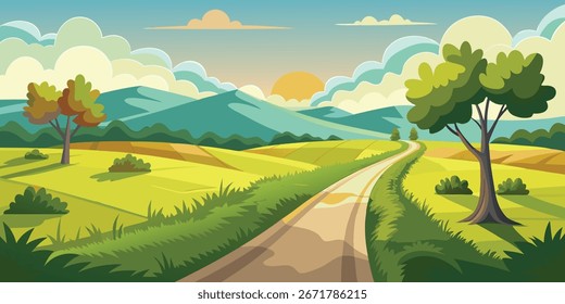 Vector de paisaje de vista natural 