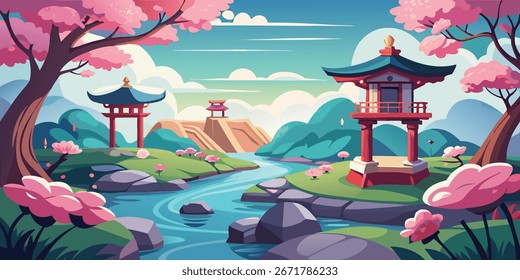 Vector de paisaje de vista natural 