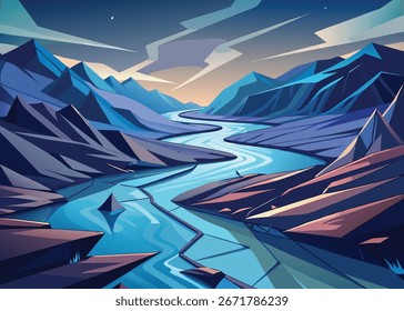 Natural view landscape scene vector 