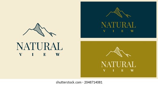 Natural view mountain logo illustration template design